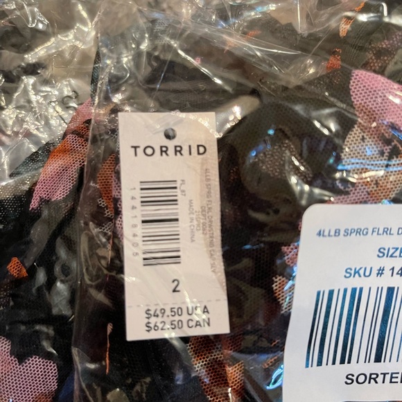 NWT Torrid Black Floral Mesh Drawstring Cap Sleeve Longline Bralette - Picture 10 of 11